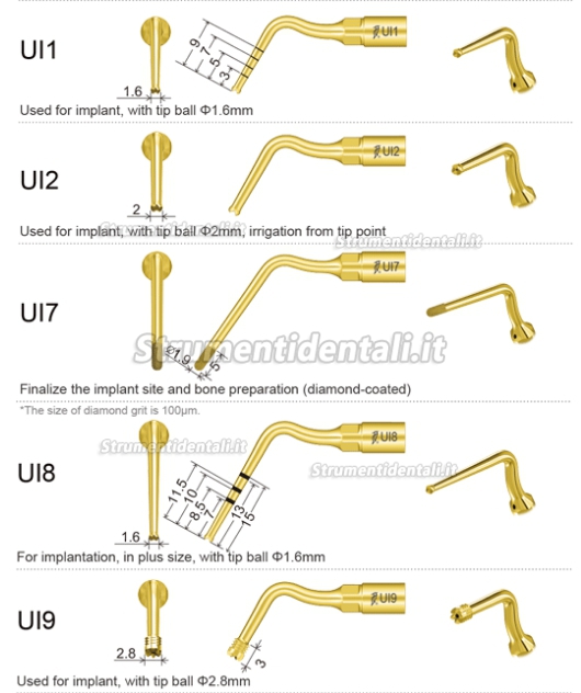 Woodpecker® Inserti Pizeo Chirurgia Implantare Kit 5 Inserti